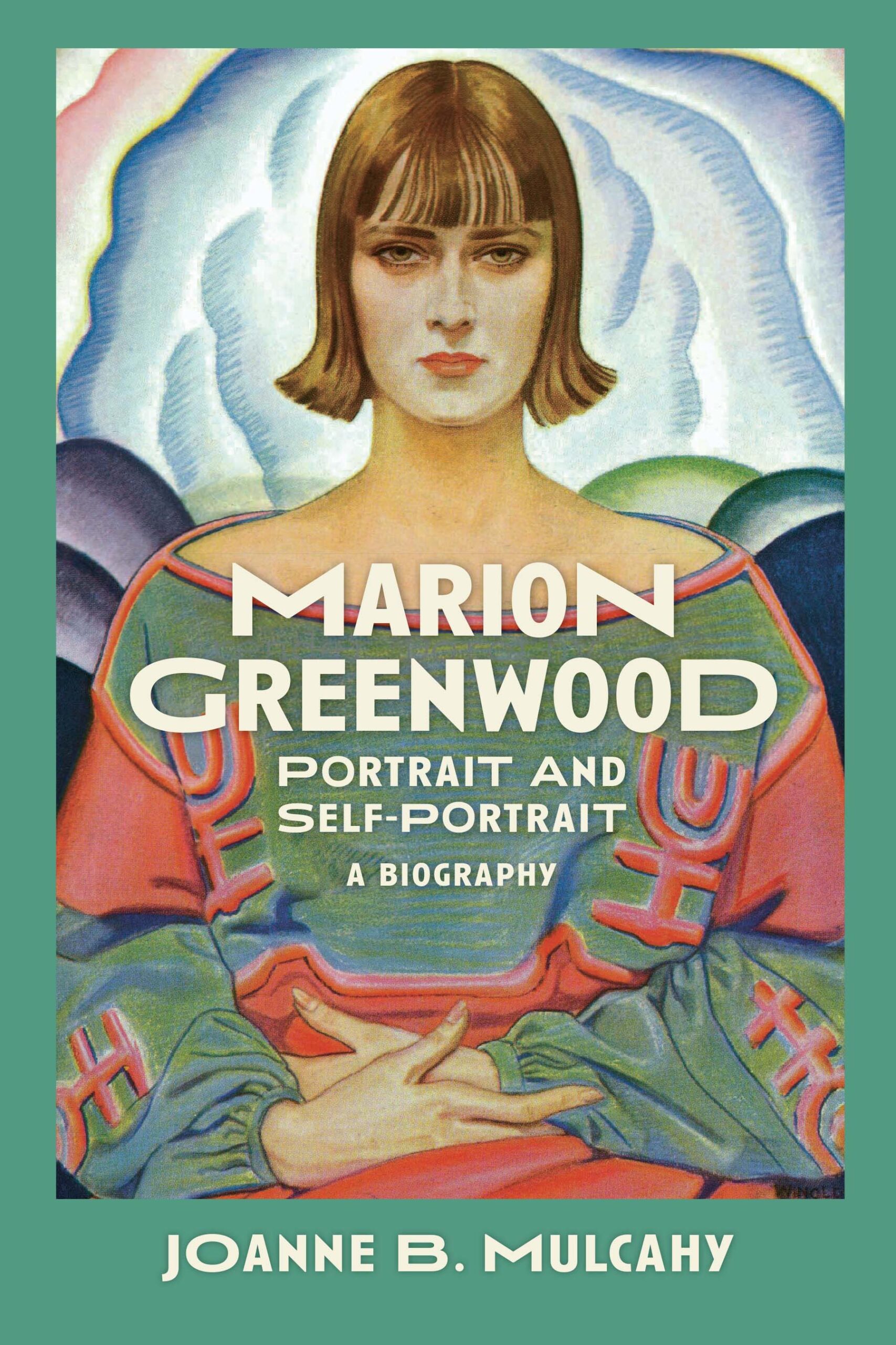 book cover with image of a woman with red hair in a green dress